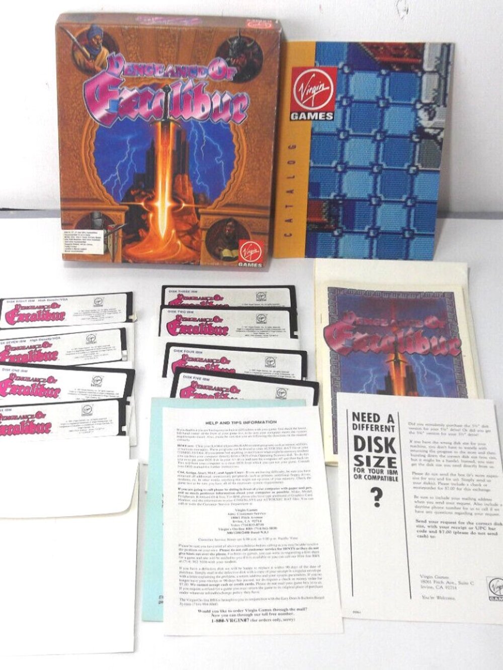 Vengeance of Excalibur VTG PC With Map Inserts 5.25" Floppy CIB